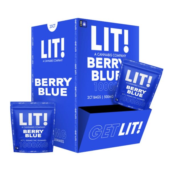 LIT! THC DIAMOND 500MG 2CTS GUMMIES - BLUEBERRY