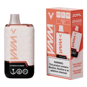 VNM HYPER CHARGED 5% NIC 25000PUFFS DISPOSABLE – PEACH ICE