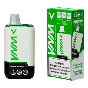 VNM HYPER CHARGED 5% NIC 25000PUFFS DISPOSABLE – SOUR APPLE ICE