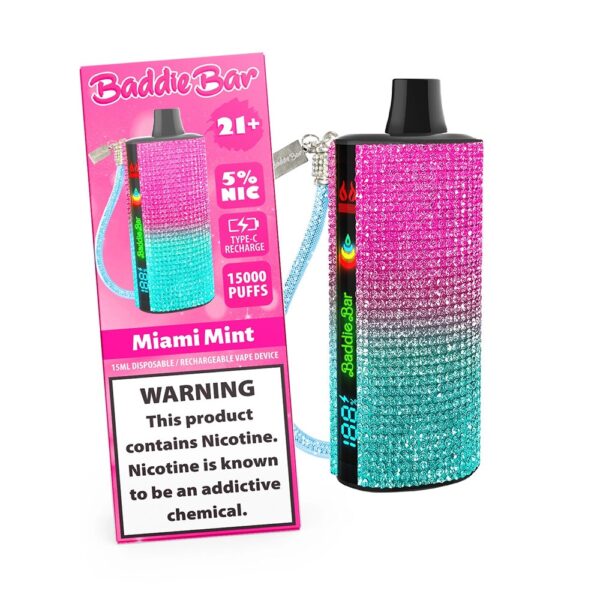 BADDIE BAR 5% NIC 15000PUFFS DISPOSABLE - MIAMI MINT