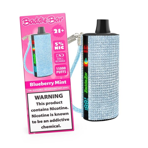 BADDIE BAR 5% NIC 15000PUFFS DISPOSABLE - BLUEBERRY MINT