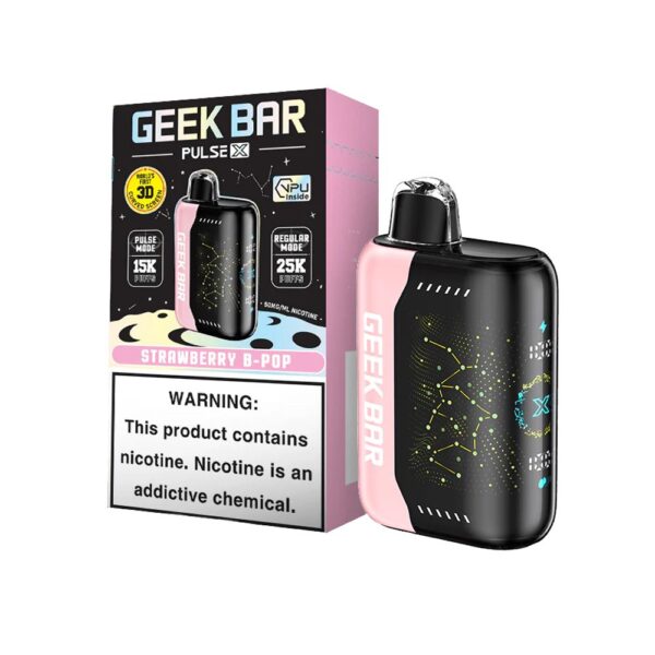 GEEK BAR PULSE X 5% NIC 25000 PUFFS DISPOSABLE - STRAWBERRY B-POP