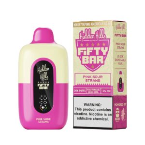 HIDDEN HILLS FIFTY BAR 5%NIC 20000PUFFS DISPOSABLE – PINK SOUR STRAW