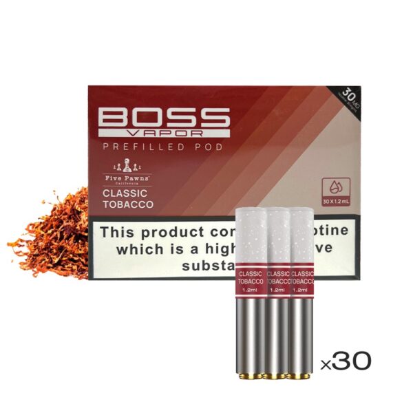 BOSS VAPOR ONE 30MG NIC PREFILLED POD - CLASSIC TOBACCO