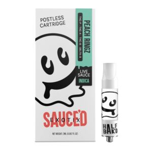 HALF BAK’D SAUCE’D EXOTIX THC-P 2G CARTRIDGE INDICA – PEACH RINGZ