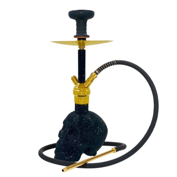 MOB HOOKAH 19" SKULL - GOLD/BLACK SWAROVSKI