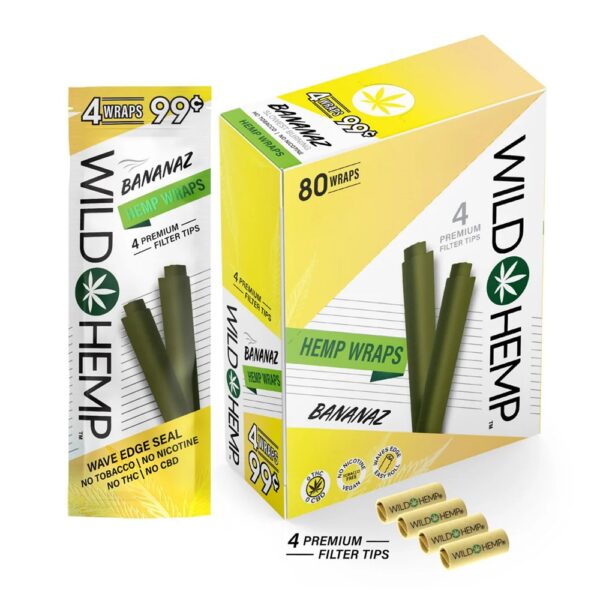 WILD HEMP W/ FILTER TIP 4/0.99 WRAPS - BANANAZ