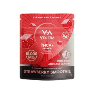 VENERA D9/THCP/THCA VEGAN 10000MG GUMMIES – STRAW SMOOTHIE