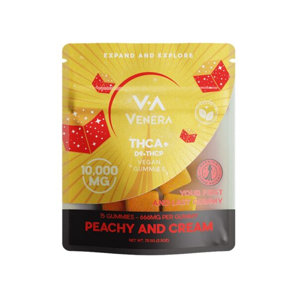 VENERA D9/THCP/THCA VEGAN 10000MG GUMMIES - PEACHY AND CREAM