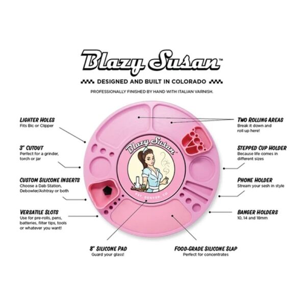 BLAZY SUSAN SPINNING ROLLING TRAY - PINK - Image 2