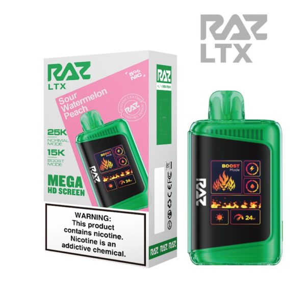 RAZ LTX 5% 25KPUFF DISPOSABLE- SOUR WATERMELON PEACH