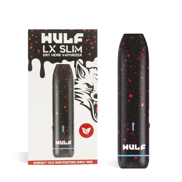 WULF MODS LX SLIM 900MAH DRY HERB VAPORIZER - BLACK RED SPATTER