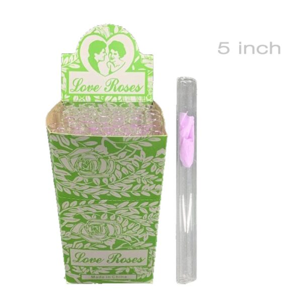 GLASS LONG LOVE ROSE 5" OIL PIPE