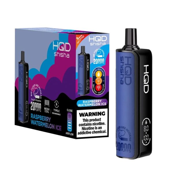 HQD SHISHA 3% NIC 20KPUFFS DISPOSABLE - RASP WATERMELON ICE