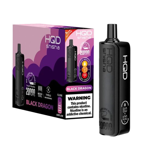 HQD SHISHA 3% NIC 20KPUFFS DISPOSABLE - BLACK DRAGON