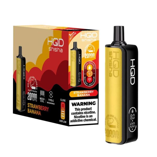 HQD SHISHA 3% NIC 20KPUFFS DISPOSABLE - STRAW BANANA