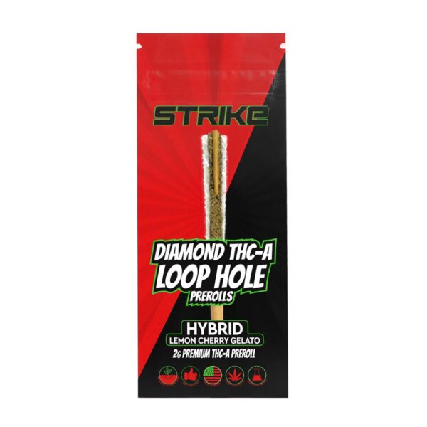 STRIKE DIAMOND THCA LOOP HOLE 2G PREROLLS HYBRID - LEMON CHERRY GELATO
