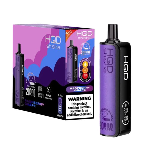 HQD SHISHA 3% NIC 20KPUFFS DISPOSABLE - RASP GRAPE