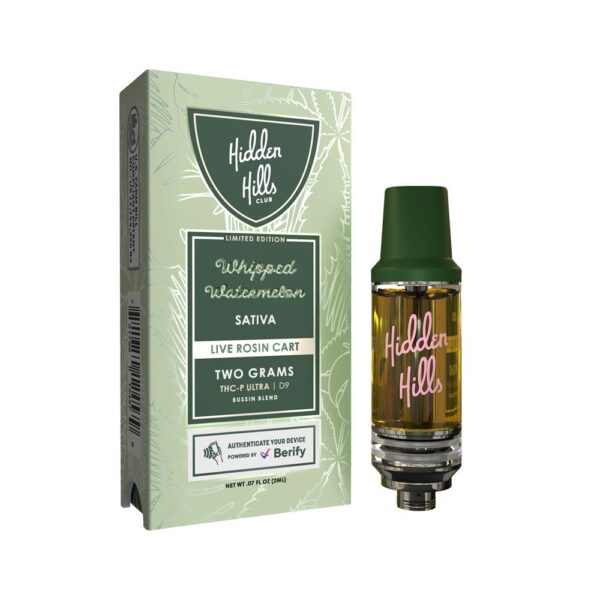 HIDDEN HILLS THCP/D9 BUSSIN BLEND 2G CARTRIDGE SATIVA - WHIPPED WATERMELON