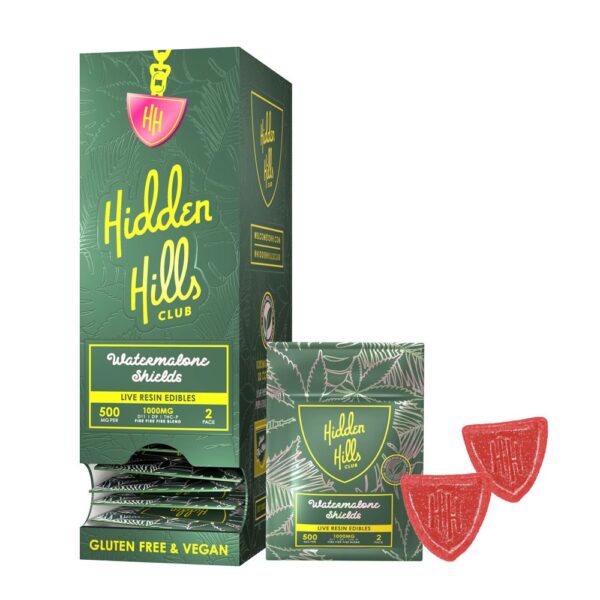 HIDDEN HILLS LIVE RESIN D11/D9/THCP 1G GUMMIES - WATERMALONE SHIELDS