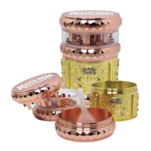 DRR 1.7″ 4PARTS ZINC GEM CUT SKULL GRINDER – COPPER GOLD