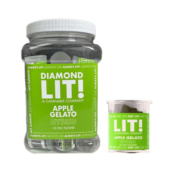 LIT! THC 1G FLOWER JAR HYBRID - APPLE GELATO