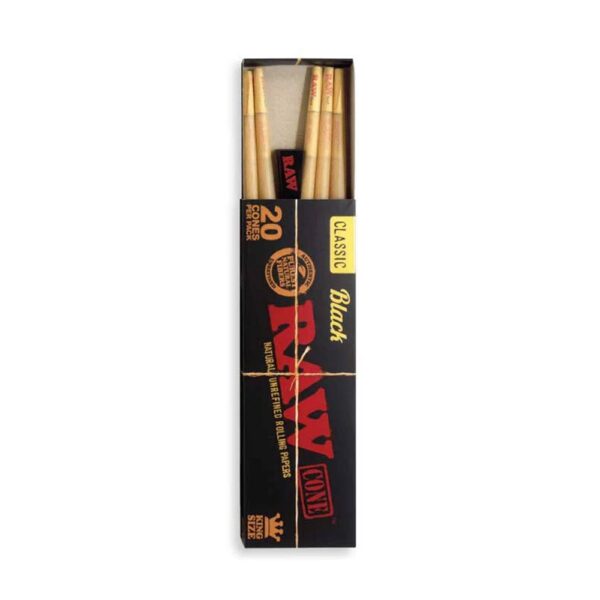 RAW CLASSIC BLACK KS 20PK CONE