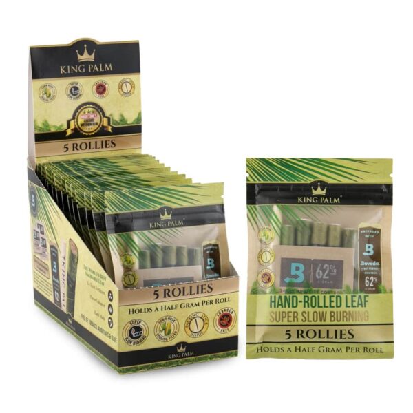 KING PALM ROLLIE NATURAL PREROLLED 5PK LEAF TUBES