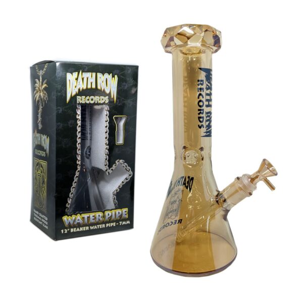 DEATHROW RECORDS 12" 7MM BEAKER WATER PIPE - GOLD