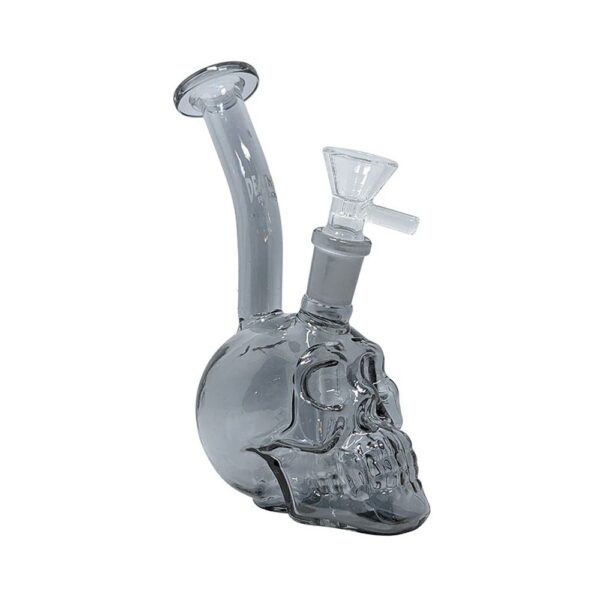 DEATHROW RECORDS 5.5" METALLIC SKULL 14M WATERPIPE - SMOKE