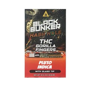 BLACK BUNKER THC GORILLA FINGERS HASH HOLE 3G PREROLLS INDICA – PLUTO