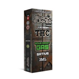 BLACK BUNKER THC LIVE RESIN 3ML DISPOSABLE SATIVA – SOUR CANDY GAS