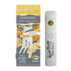 MELLOW FELLOW TERP SAUCE EUPHORIA BLEND 0.5ML DISPOSABLE HYBRID – BISCOTTI