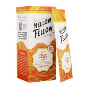 MELLOW FELLOW D9+CBD+CBG 10MG MIXERS BEVERAGES – PEACH MANGO LIME