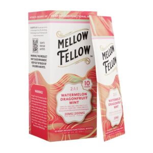 MELLOW FELLOW D9+CBD+CBG 10MG MIXERS BEVERAGES – WATERMELON DRAGONFRUIT MINT