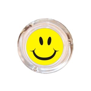 ROUND GLASS SMILEY FACE ASHTRAY